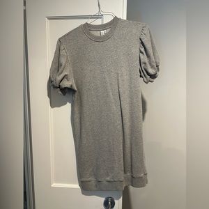 & other stories grey French terry mini dress with puff sleeves sz s